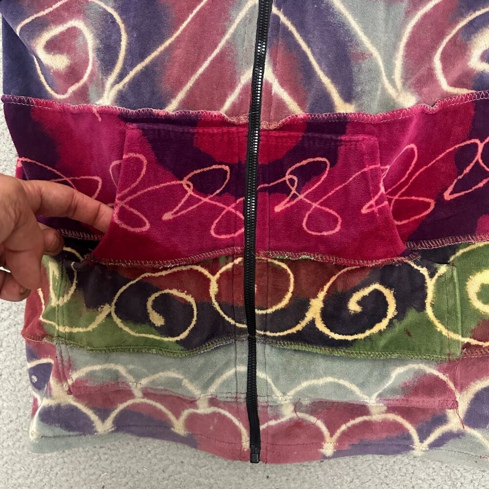 Y2K Patchwork Jacket Velvet Purple Multicolor Boh… - image 7